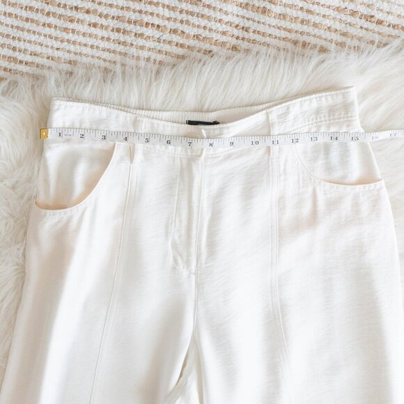 VERA WANG PANTS SZ M WHITE CULOTTE TROUSERS WIDE LEG CROPPED FLOWY - Picture 5 of 8